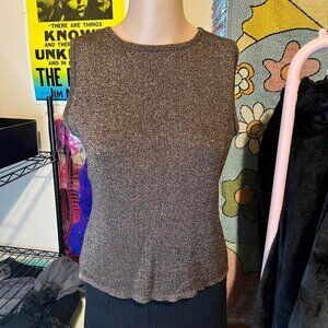 Vintage Joseph A Shimmering Metalic Brown Silk Tank Top